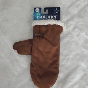 Isotoner Tan Mittens with Soft Lining